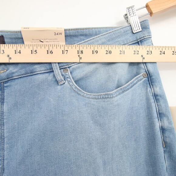 NYDJ Jeans Blue Light Wash Sheri Slim Ankle Cuff High Waist Tummy Control 24W - Picture 5 of 16